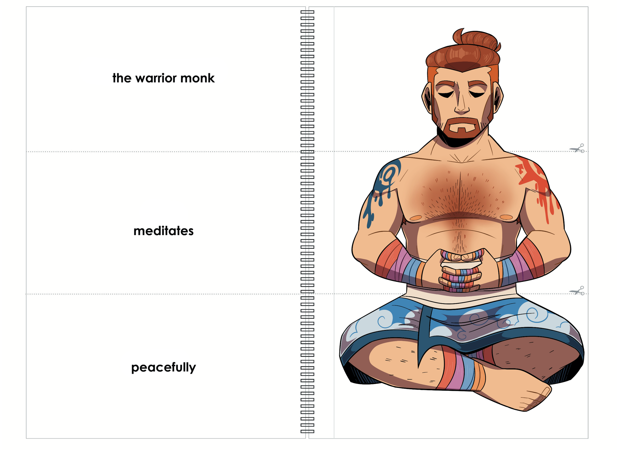 Warrior Monk - exquisite corpse book illustration